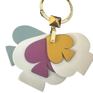 Kate Spade Heart Keychain & Bag Charm New W/ Gold, Burgundy & Blue Charms